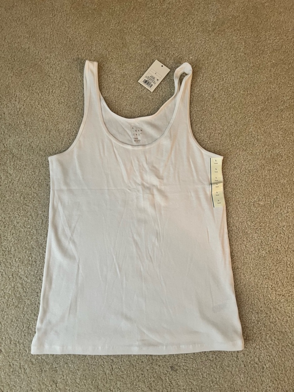 a new day White Ribbed Tank Top - Scoop Neck
